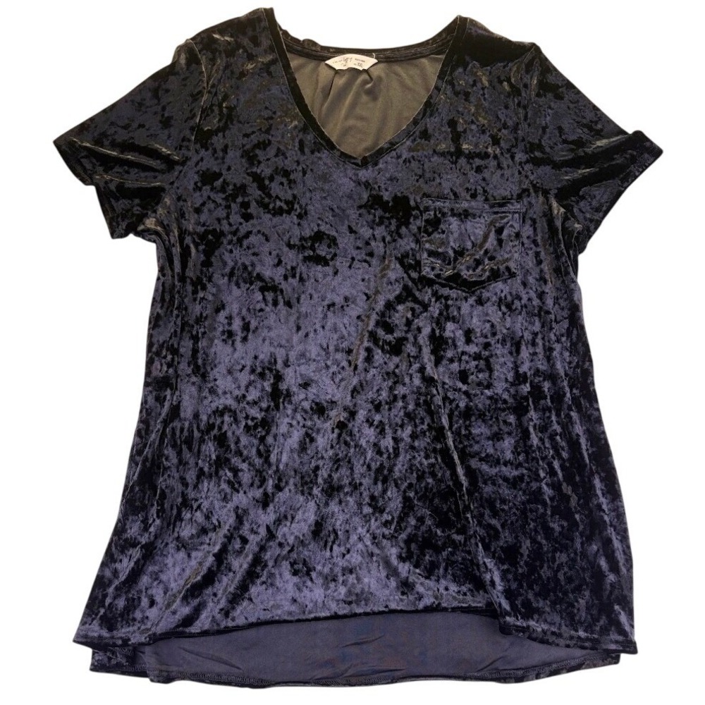Spring + Mercer Black Crushed Velvet Legging Tee V-Neck Pocket Top XXL Emo Goth